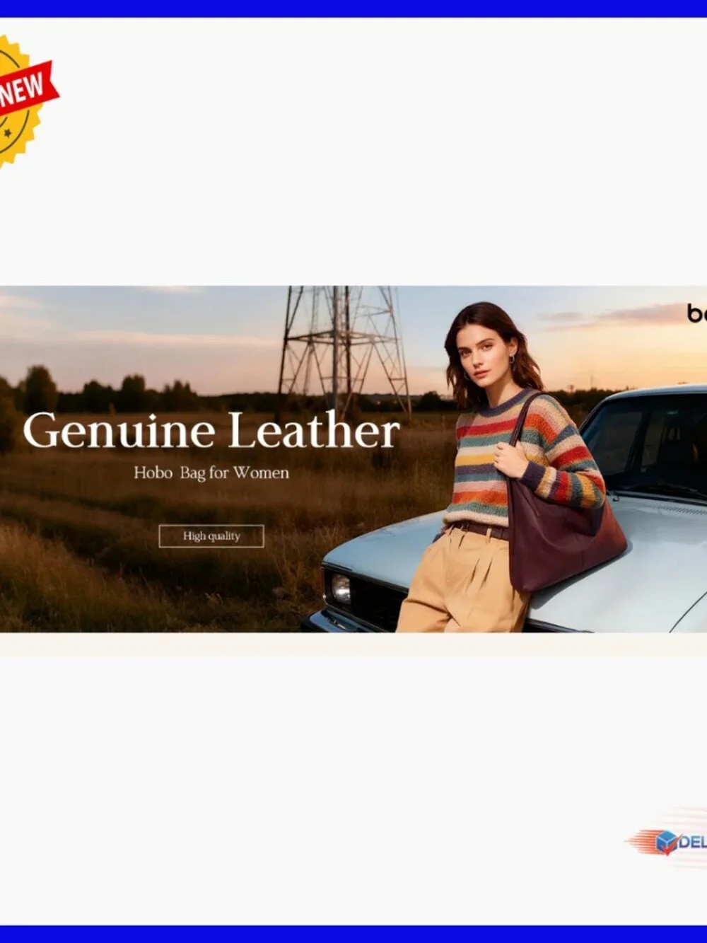 Genuine Leather Slouchy Hobo Tote Bag with Tassel Magnetic Closure